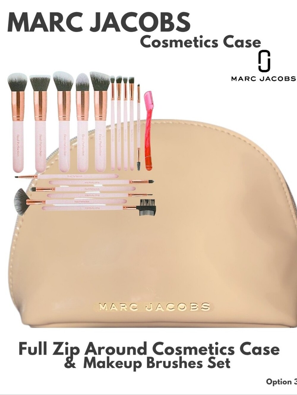 MARC JACOBS Patent Cosmetics Case + 16 Piece Vegan Perfection Makeup Brush Set